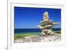 Inukshuk On Georgian Bay Shore-null-Framed Art Print