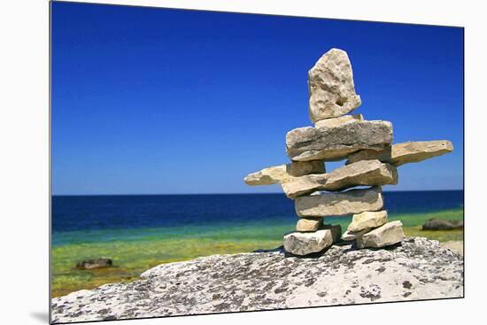 Inukshuk On Georgian Bay Shore-null-Mounted Art Print