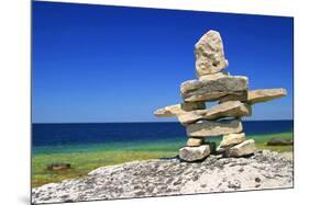 Inukshuk On Georgian Bay Shore-null-Mounted Art Print