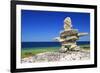 Inukshuk On Georgian Bay Shore-null-Framed Art Print