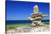 Inukshuk On Georgian Bay Shore-null-Stretched Canvas