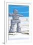 Inukshuk-Lantern Press-Framed Art Print