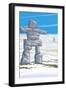 Inukshuk-Lantern Press-Framed Art Print