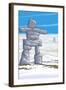 Inukshuk-Lantern Press-Framed Art Print