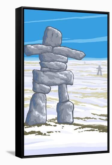 Inukshuk-Lantern Press-Framed Stretched Canvas