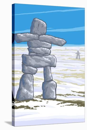 Inukshuk-Lantern Press-Stretched Canvas