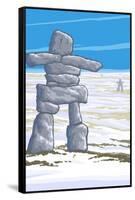 Inukshuk-Lantern Press-Framed Stretched Canvas