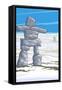 Inukshuk-Lantern Press-Framed Stretched Canvas