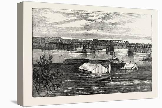 Inundations in the United States of America: Railroad Bridge, Clarksville, Tennessee-null-Stretched Canvas