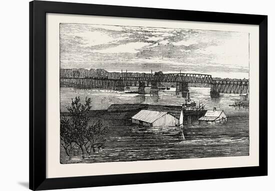 Inundations in the United States of America: Railroad Bridge, Clarksville, Tennessee-null-Framed Giclee Print