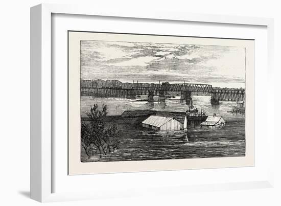 Inundations in the United States of America: Railroad Bridge, Clarksville, Tennessee-null-Framed Giclee Print