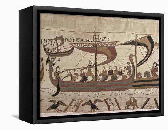 Invasion Fleet, Bayeux Tapestry, France-Walter Rawlings-Framed Stretched Canvas