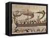 Invasion Fleet, Bayeux Tapestry, France-Walter Rawlings-Framed Stretched Canvas