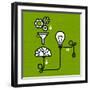 Invention Mechanism with Light Bulb Brain and Electric Plug-AnnSunnyDay-Framed Art Print