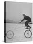 Inventor Maurice Steinlauf Riding Eccentric Bike with Roving Front Wheel-Wallace Kirkland-Stretched Canvas