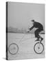 Inventor Maurice Steinlauf Riding Eccentric Bike with Roving Front Wheel-Wallace Kirkland-Stretched Canvas