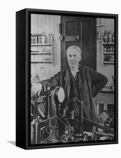Inventor Thomas Edison in His Laboratory-null-Framed Stretched Canvas