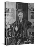 Inventor Thomas Edison in His Laboratory-null-Stretched Canvas