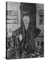 Inventor Thomas Edison in His Laboratory-null-Stretched Canvas