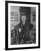 Inventor Thomas Edison in His Laboratory-null-Framed Premium Photographic Print