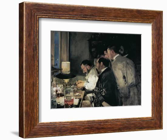 Investigation or Doctor Simarro at His Laboratory-Joaquín Sorolla y Bastida-Framed Art Print