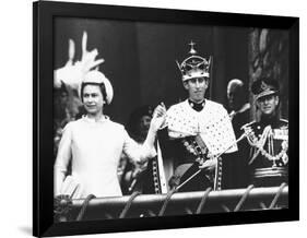 Investiture of Prince Charles at Caernarvon Castle with Queen Elizabeth and Prince Philip, 1969-null-Framed Photographic Print