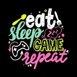 Eat, Sleep, Game, Repeat Gamer Lettering and Doodle Elements. T-Shirt Print, Banner with Creative G-invincible_bulldog-Laminated Photographic Print