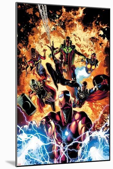 Invincible Iron Man No. 11 Cover Art Featuring: Ms. Marvel, Vision, Nova, Falcon Cap and More-Mike Deodato-Mounted Poster