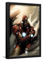 Invincible Iron Man No.33 Cover: Iron Man Standing-Salvador Larroca-Framed Poster