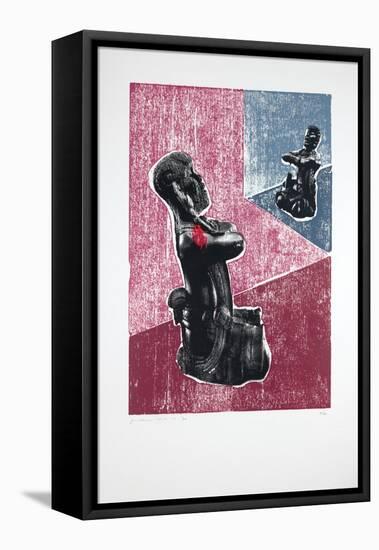 Invisible Room Nº7, Megalomania, 2019 (Woodcut and Silkscreen)-Guilherme Pontes-Framed Stretched Canvas