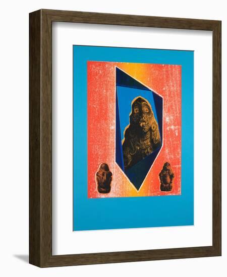 Invisible Room Nº9, Blue, 2019 (Woodcut and Silkscreen)-Guilherme Pontes-Framed Giclee Print