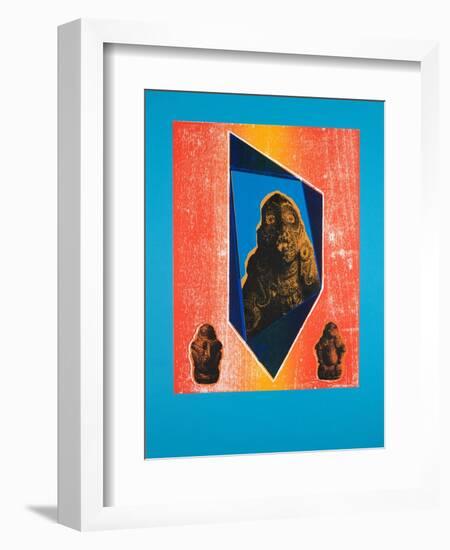 Invisible Room Nº9, Blue, 2019 (Woodcut and Silkscreen)-Guilherme Pontes-Framed Giclee Print