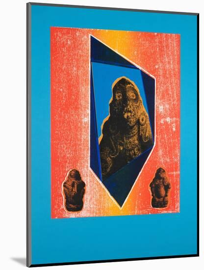 Invisible Room Nº9, Blue, 2019 (Woodcut and Silkscreen)-Guilherme Pontes-Mounted Giclee Print