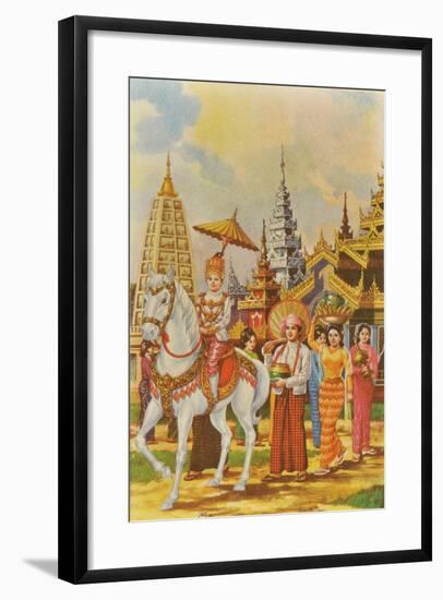 Invitation Card for the Ceremony of Entering into the Monkhood for a Young Boy, C.1970-null-Framed Giclee Print