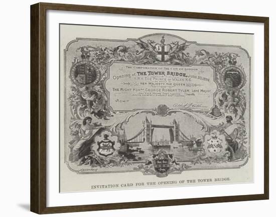 Invitation Card for the Opening of the Tower Bridge-null-Framed Giclee Print