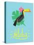 Invitation Card Template with Geometric Tropical Bird and Flower-Radiocat-Stretched Canvas