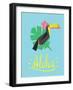 Invitation Card Template with Geometric Tropical Bird and Flower-Radiocat-Framed Art Print