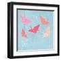 Invitation or Greeting Card Template with Origami Birds. Vector Illustration.-Maria Sem-Framed Art Print