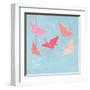 Invitation or Greeting Card Template with Origami Birds. Vector Illustration.-Maria Sem-Framed Art Print