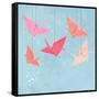 Invitation or Greeting Card Template with Origami Birds. Vector Illustration.-Maria Sem-Framed Stretched Canvas