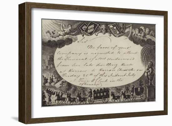 Invitation Requesting Attendance at the Funeral of Mrs Underwood-null-Framed Giclee Print