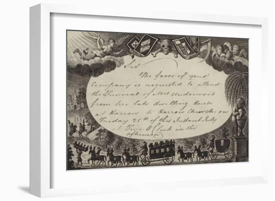 Invitation Requesting Attendance at the Funeral of Mrs Underwood-null-Framed Giclee Print