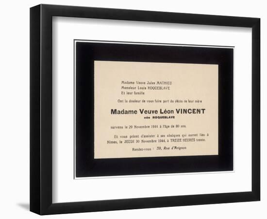 Invitation to Funeral-null-Framed Art Print