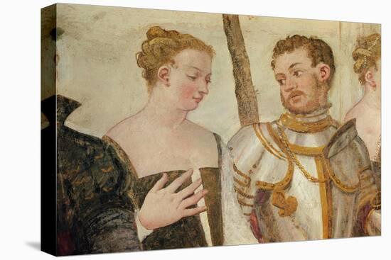 Invitation to the Dance, Detail of Two Heads, 1570 (Fresco)-Giovanni Antonio Fasolo-Stretched Canvas