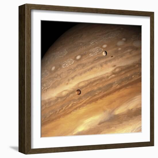 Io and Europa over Jupiter-Michael Benson-Framed Photographic Print