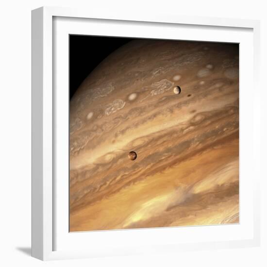 Io and Europa over Jupiter-Michael Benson-Framed Photographic Print