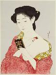 Portrait of a Courtesan Reading a Love Letter-Ioki Bunsai-Framed Stretched Canvas