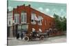 Iola, Kansas - City Hall Exterior with Fire Engine View-Lantern Press-Stretched Canvas