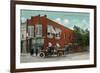 Iola, Kansas - City Hall Exterior with Fire Engine View-Lantern Press-Framed Art Print