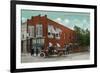 Iola, Kansas - City Hall Exterior with Fire Engine View-Lantern Press-Framed Premium Giclee Print